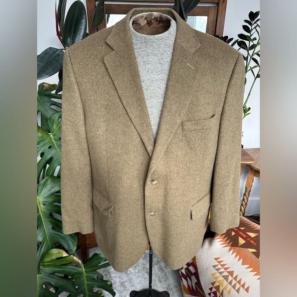 Botany 500 men’s 100% camel hair blazer green brown size 46R